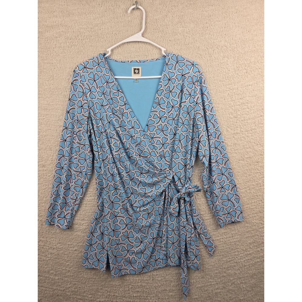 Anne Klein Women's Floral Print Wrap Top Size M